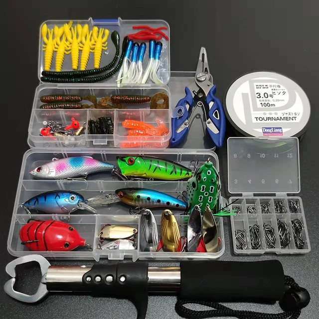 Fishing Lure Set 164pcs Mixed Spoon VIB Lure Kit Soft Lure Frog Minnow  Popper Hooks All