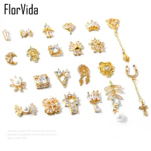 FlorVida 1 шт. 3D дизайн ногтей драгоценные камни золотые стразы с украшения из страз металлическая цепочка Маникюр кристаллы камней Блестящий Циркон