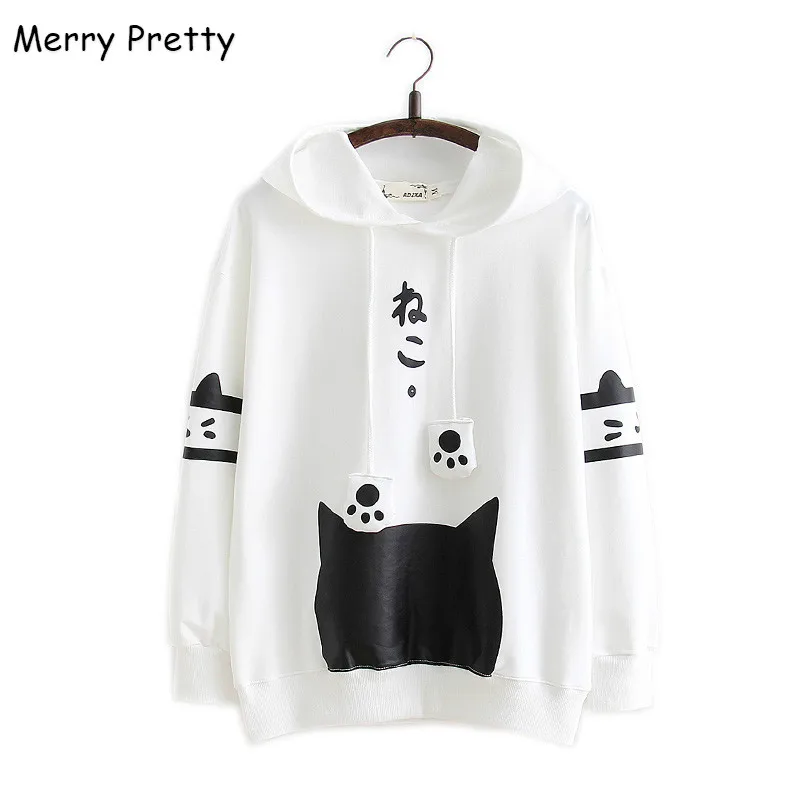 Кавайная Толстовка Merry Pretty в стиле Харадзюку с изображением кота Лолита Детская