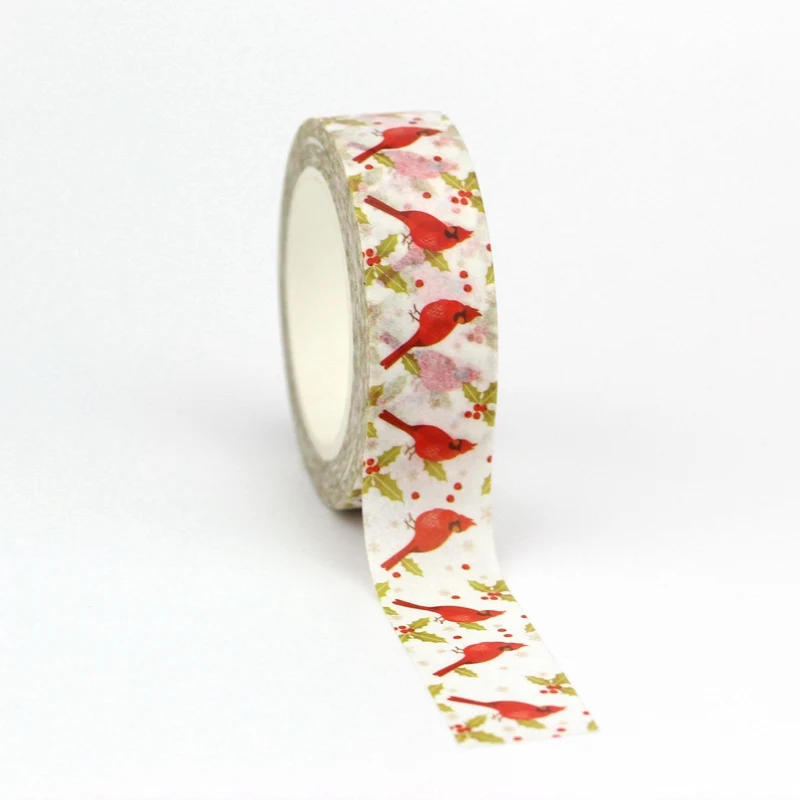 NEW 1PC. 10M Decorative Parrot Toucan Cardinal Birds Christmas Washi Tape Set DIY Planner Adhesive Masking Tape Cute Stationery
