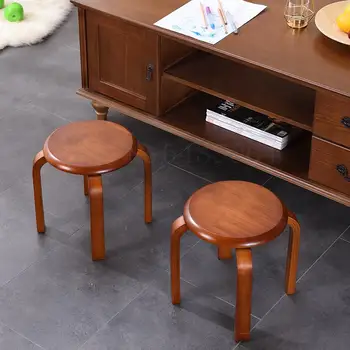 

Solid Wood Stool Home Small Stool Low Stool Creative Fashion Small Bench Wooden Stool Simple Modern Round Stool Wood Stool