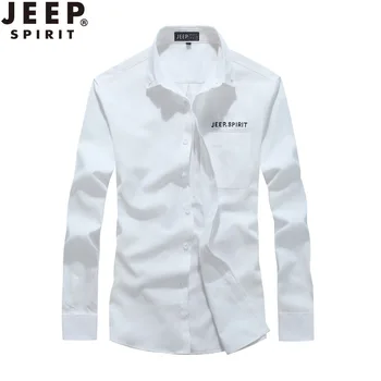 

JEEP new men's solid color business casual cotton shirt spring and autumn fashion base shirt shirt clothes