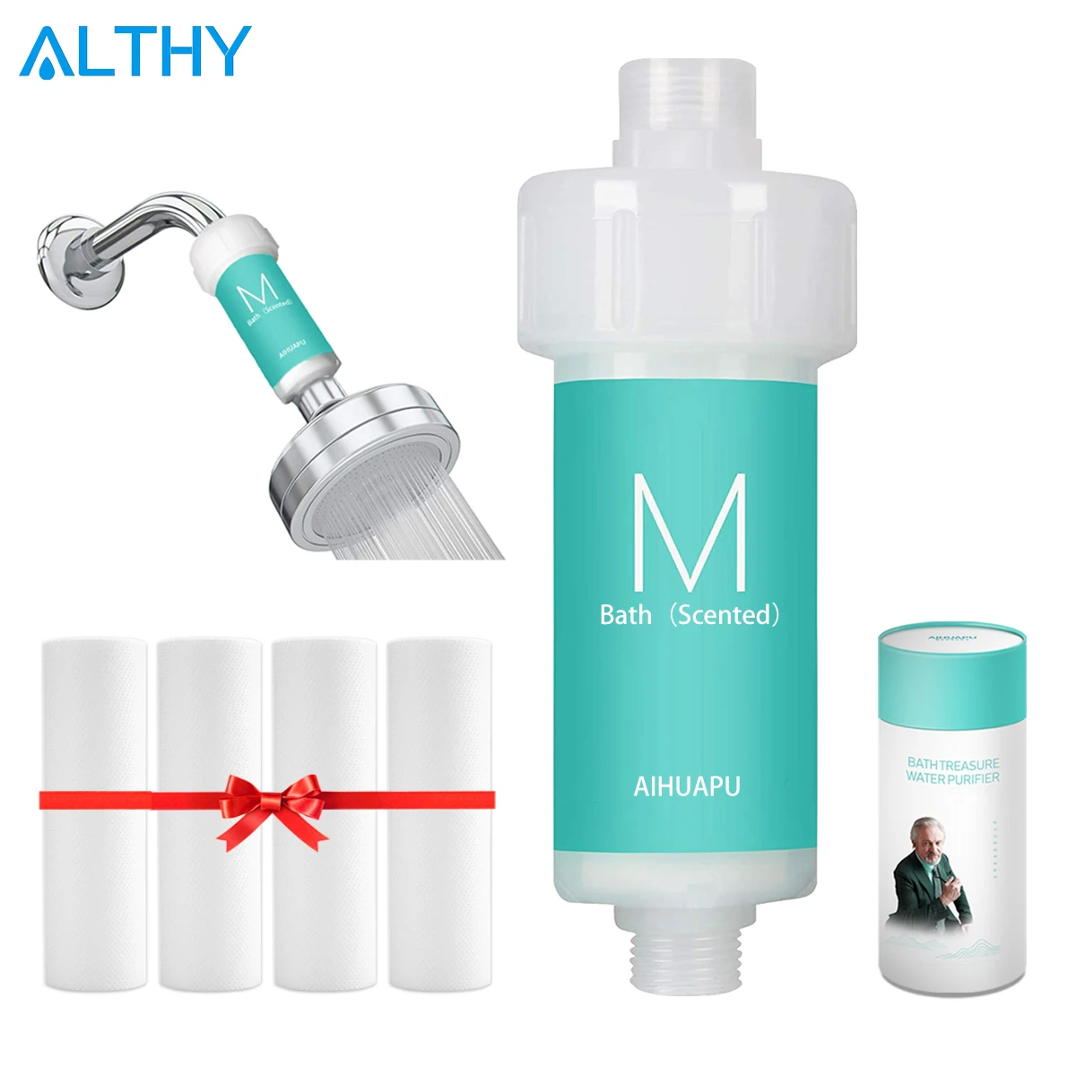 Althy Bathroom Shower Filter Herb Scent Bath Water Purifier Chlorine