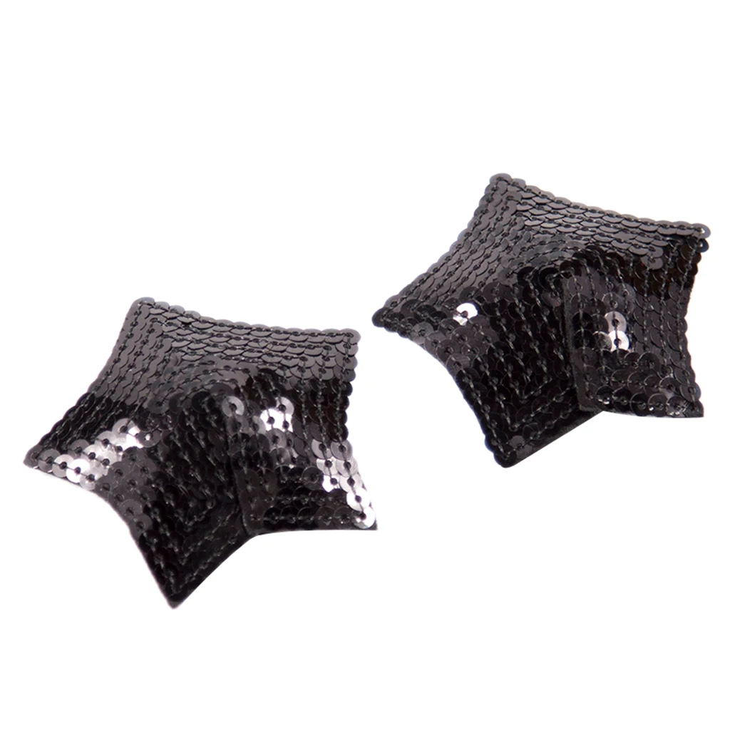 1 Pair Women Star Shaped Sparkling Sequins Nipple Covers/Breast Petal Pasties Adhesive and Reusable Stickers Bra Pad Patch