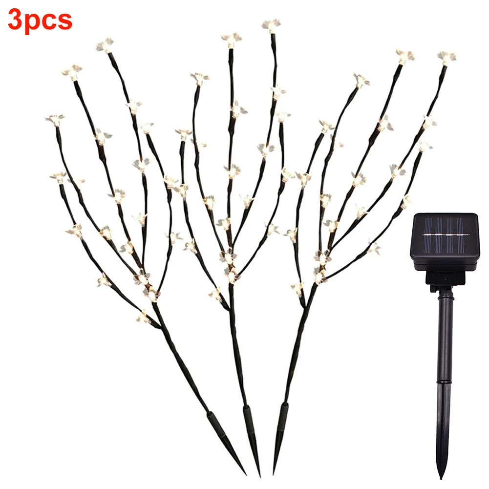 

3PCS/Set Garden Ornamental Waterproof Branches Plastic Stylish Cherry Tree Solar Lamp 60 LED Blossom Lights Durable Decoration