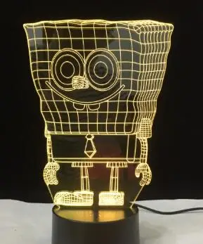Model 2 "Губка Боб", Патрик акрил 7 цветов Настольная лампа 3D лампа Новинка Светодиодный ночной Светильник квадратные штаны светодиодный видение стерео лампа для детской комнаты - Испускаемый цвет: Model 2