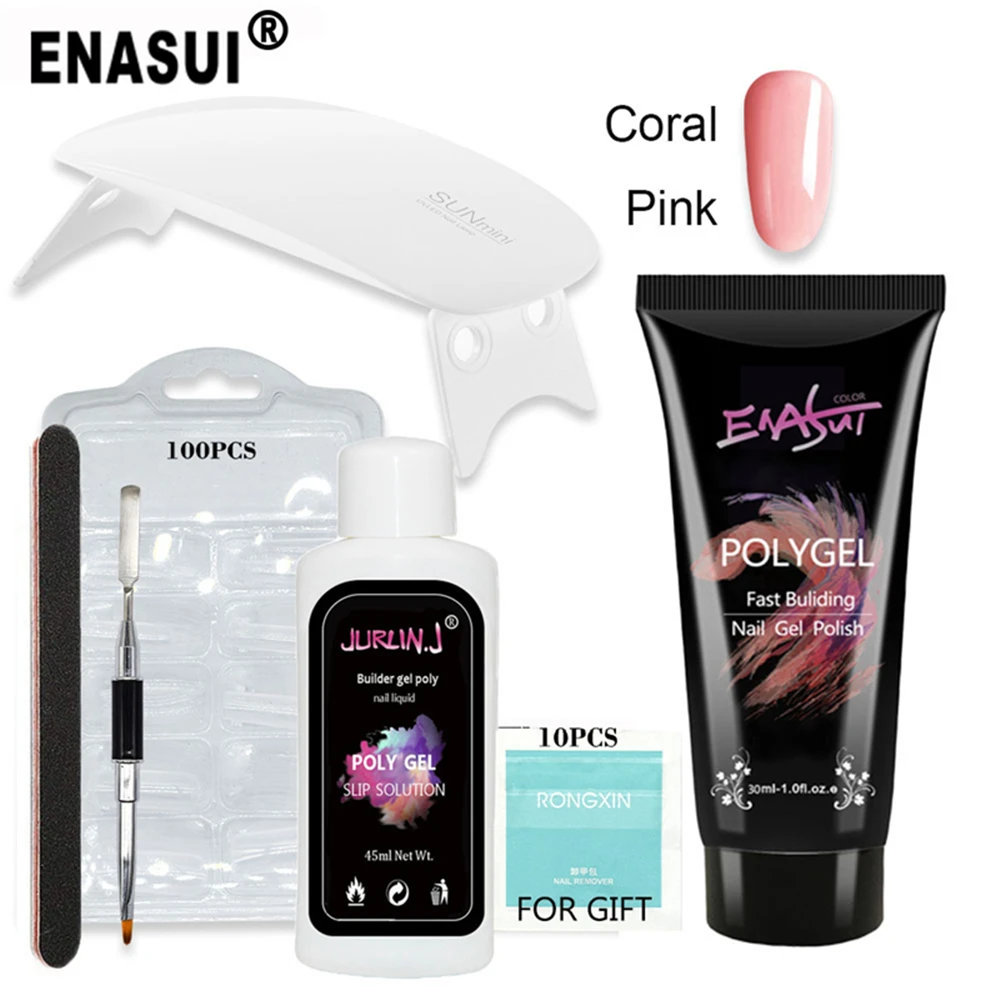 coral pink ENASUI строительный гель для быстрого наращивания ногтей, стартер KitQuick для наращивания ногтей, набор для наращивания полигеля, инструмент для нейл-арта - Цвет: coral pink
