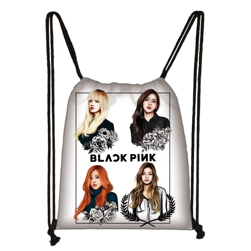 skdBlackpink16 K-pop черная розовая сумка на шнурке для женщин TXT дважды модные сумки для хранения Kpop мальчик с Luv рюкзак для девочек вечерние сумки для покупок - Цвет: skdBlackpink16