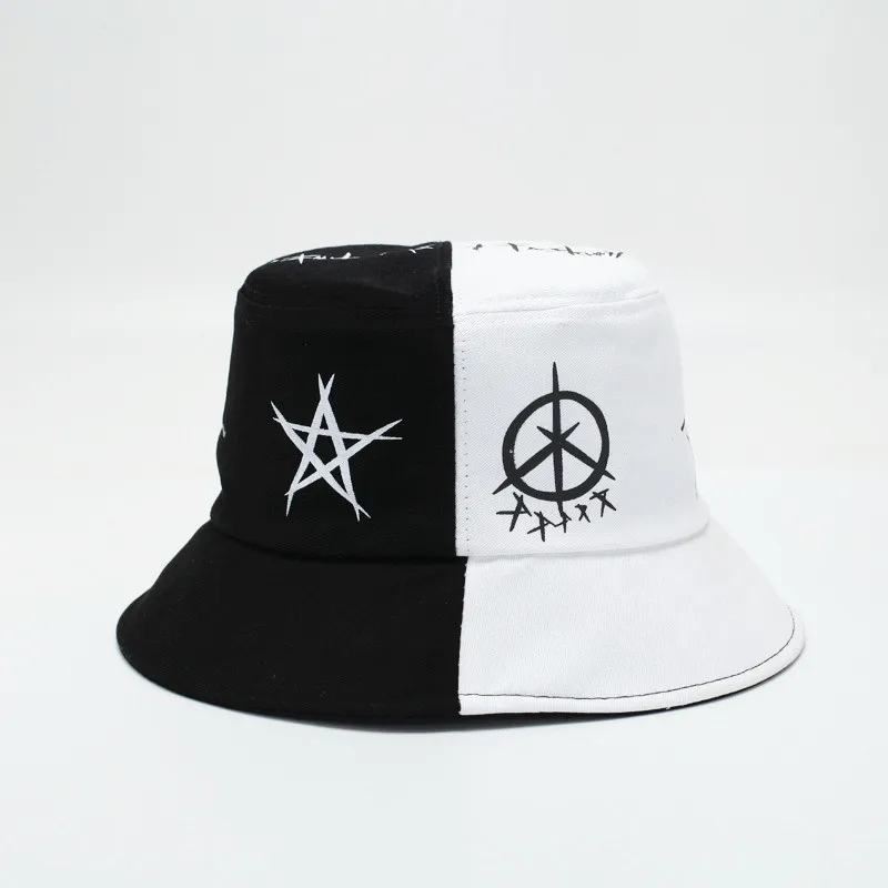 New Women Cotton Bucket Hat Man Casual Black White Patchwork Brim Fisherman Fishing Hat Cap Casquette Gorros