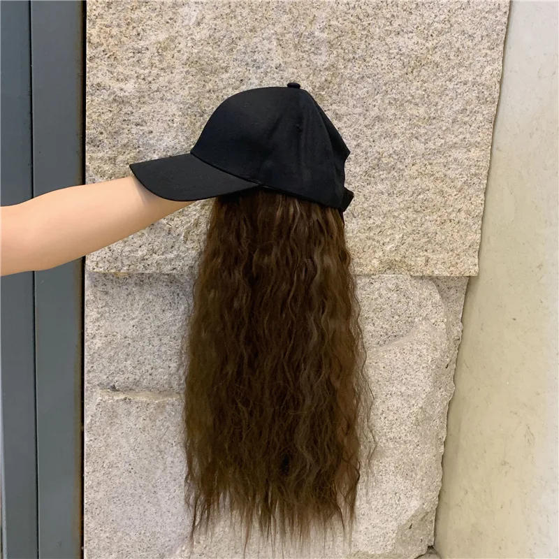 01910-yu625623854  fashion street  patchwork long  False hair  lady baseball bomber hat  women leisure  visors cap ladies ball caps