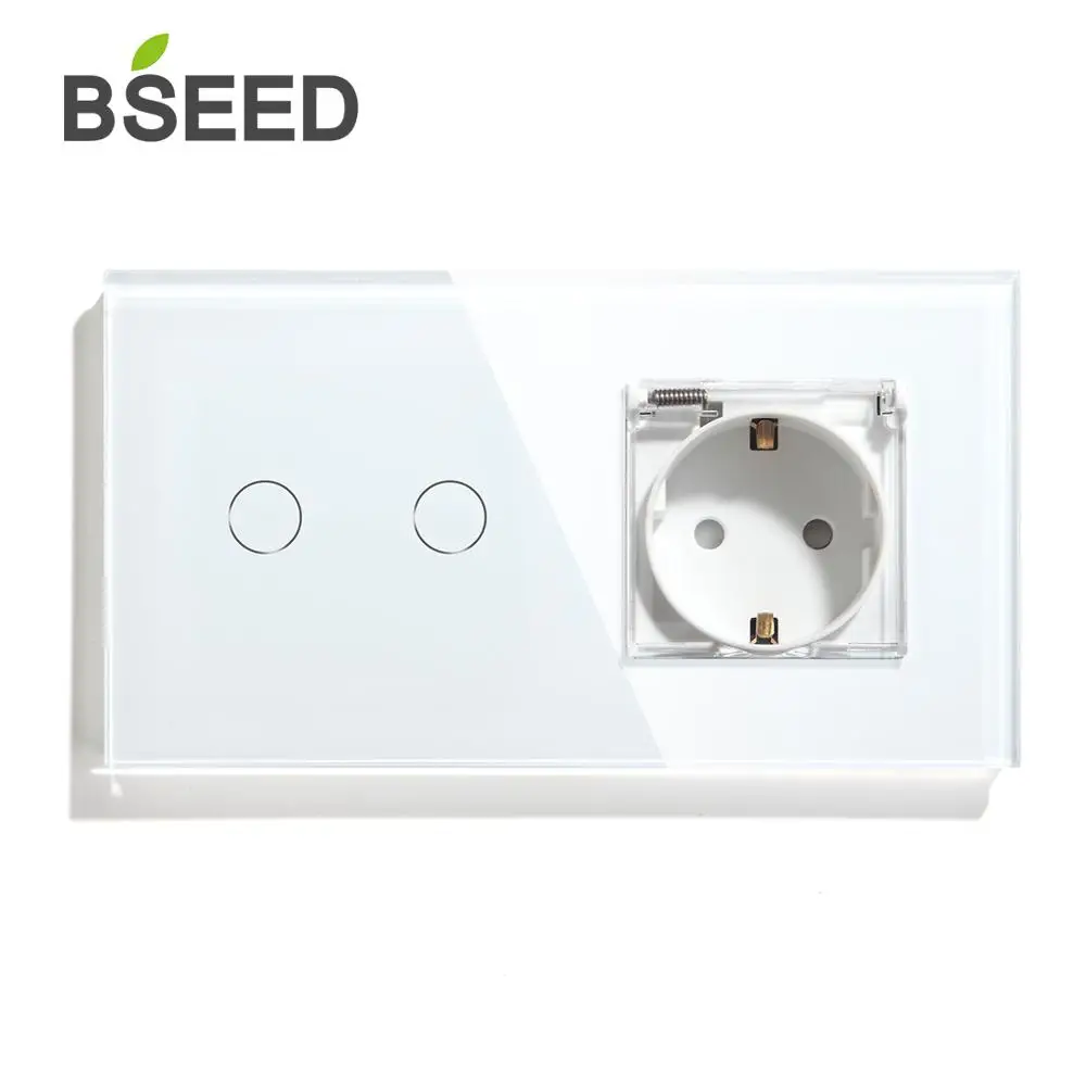 BSEED 2gy1 Way 2 Way сенсорный выключатель с новым водонепроницаемым стандартом ЕС черный белый золотой настенный светильник Переключатель ЕС розетка переключатель