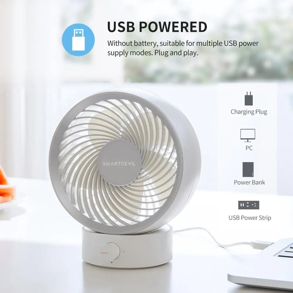 Настольный USB вентилятор SmartDevil маленький персональный настольный с сильным