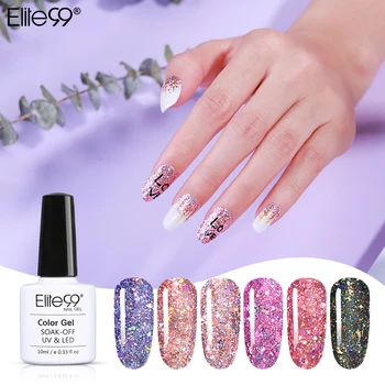 

Elite99 10ml Sequins Star Gel Nail Polish Holographic Bling Glitter Soak Off UV Gel Polish Semi Permanent Gel Varnish Lacquer