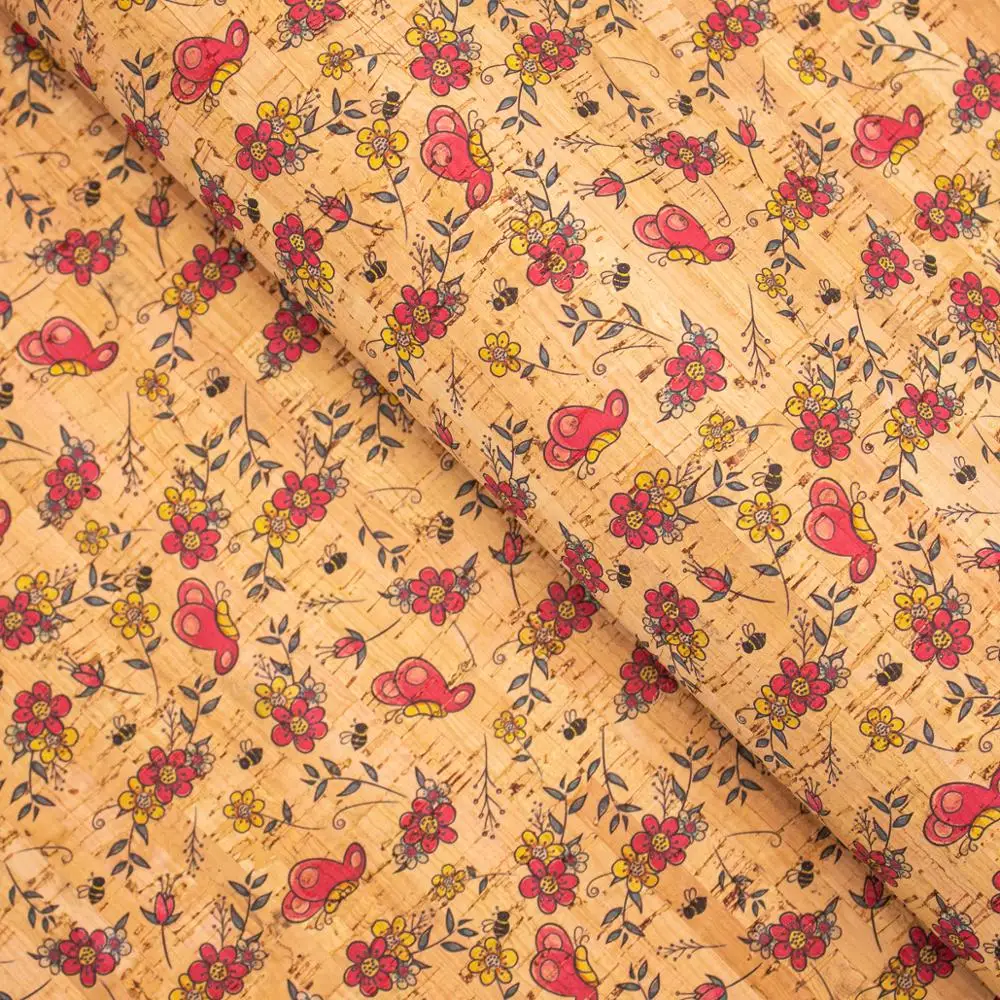 Cork Fabric Tile Portuguese Cute Erfly Flower Pattern Cof 279 Cute Erfly Flower Pattern Cof 279