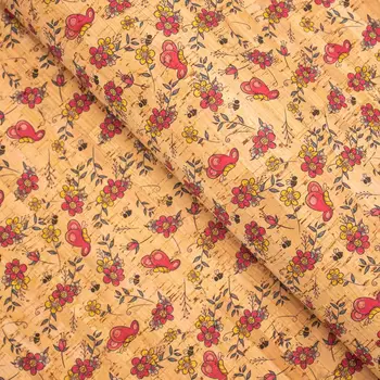 

Cork fabric Tile, portuguese cute butterfly flower pattern COF-279