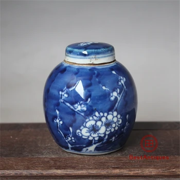 

Late Qing Dynasty Blue and White Plum Small Pot Handicrafts Flower Vase Antique Vase Decoration Porcelain Collection Home Decor