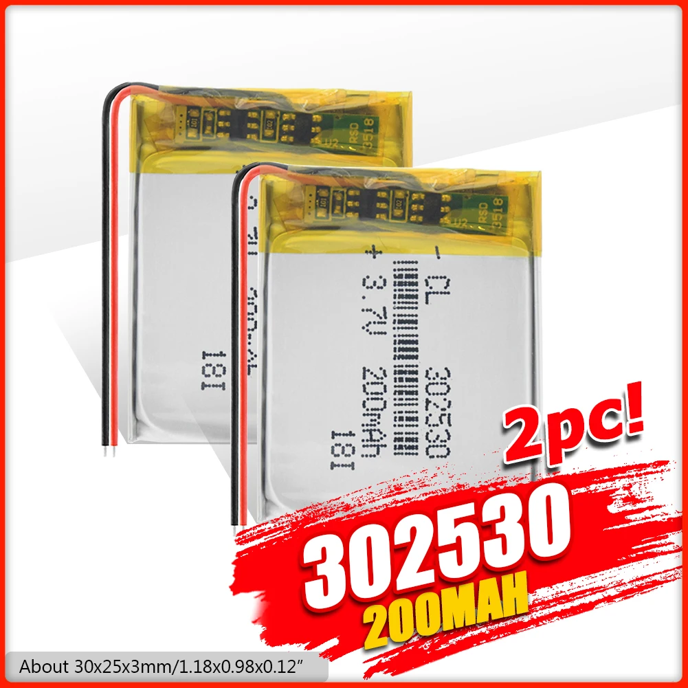 Литий ионный полимерный аккумулятор 3 7 В 302530 200 мАч с защитой PCM|Перезаряжаемые