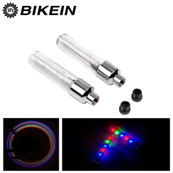 

BIKEIN - 2pcs Bicycle Tire Valve Cap Tube Neon Light 32 Kinds Patterns 5 LED Cycling Bike Wheel Spoke Lamp Bicycle Accessories