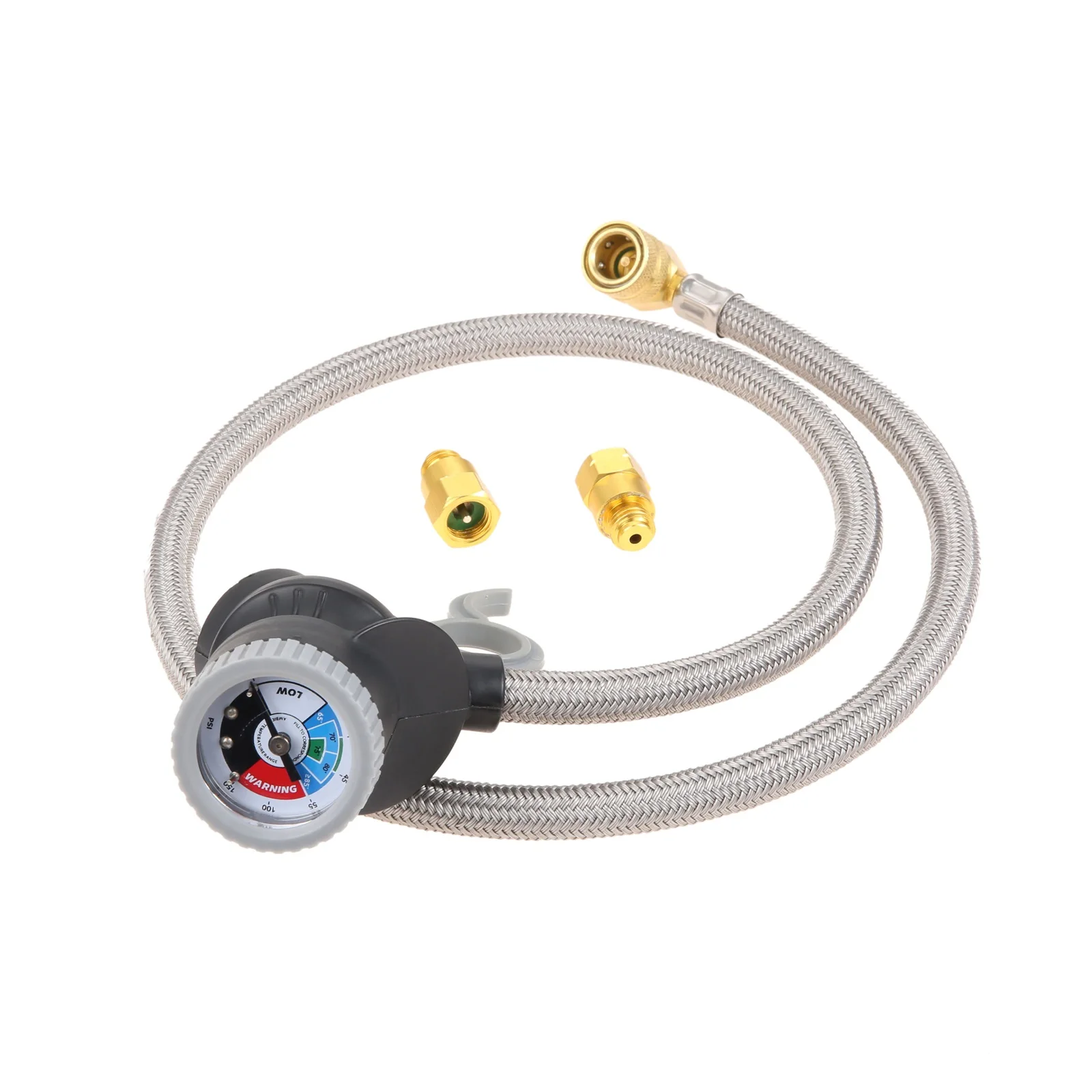 

R134A Car AC Refrigerant Charge Hose Kit with Gauge Car HVAC Refrigerant Recharge Kit 1/2'' Acme-SS Female to 1/2'' Male Flare