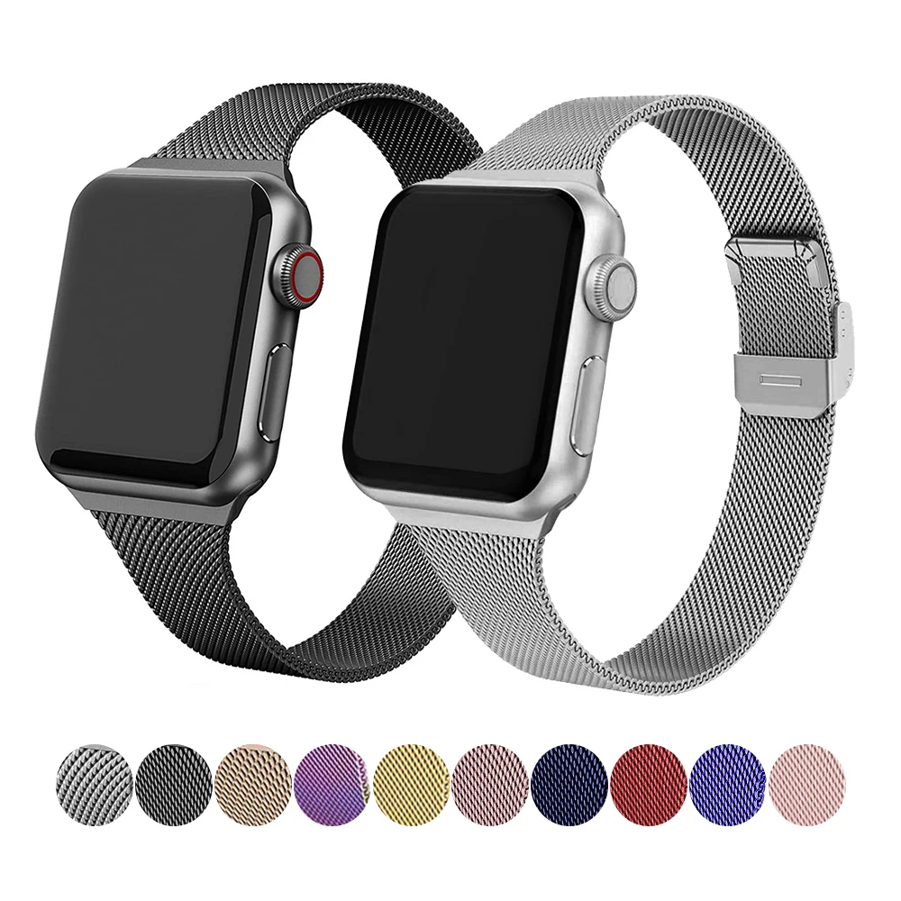 Ремешок из нержавеющей стали для Apple Watch 6 44 мм 42 40 38 металлический браслет Correa iwatch