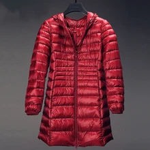 Размера плюс 3XL-7XL Для женщин куртка-пуховик на утином пуху, держащей ноги в тепле, легковесное солидное Цвет верхняя одежда; пальто с длинными рукавами, утепленное пальто с капюшоном