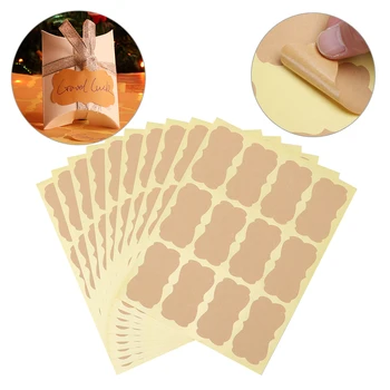 

New 60pcs Creative DIY Blank Kraft Labels Sticker Self-Adhesive Flower Paper Sticky Packaging Seals Gift Candy Tags Design