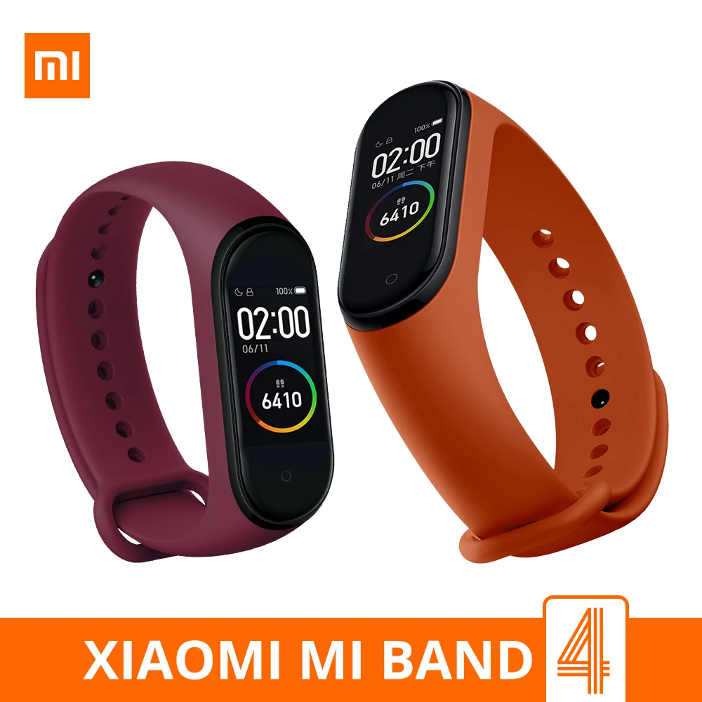 Оригинальный Смарт браслет Xiaomi Mi Band 4 3 цвета AMOLED экран смарт Miband фитнес трекер