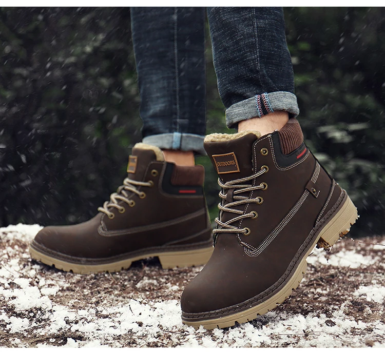 Men Snow Boots With Fur Winter Warm Outdoor Shoes Mens Sneakers Non-slip Rubber Ankle Boots Waterproof Botas De Hombre Warm Shoe