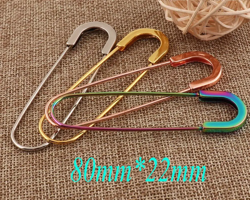 Silver Safety Pins 80mm Coiless Safety Pins for Bead Craft Shawl