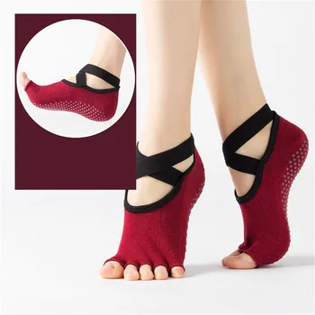 

New Ladies Breathable Gym Yoga Open Toe Silicone Socks Non-slip Yoga Room Dance Five Toe Socks Sports Socks Pilates Socks
