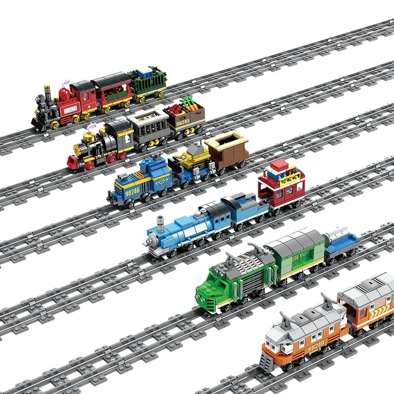 

2019 City Creator Technic Classic City Steam Train Freight Train Rail Track Building Blocks Bricks Enlighten Bricks DIY Toys