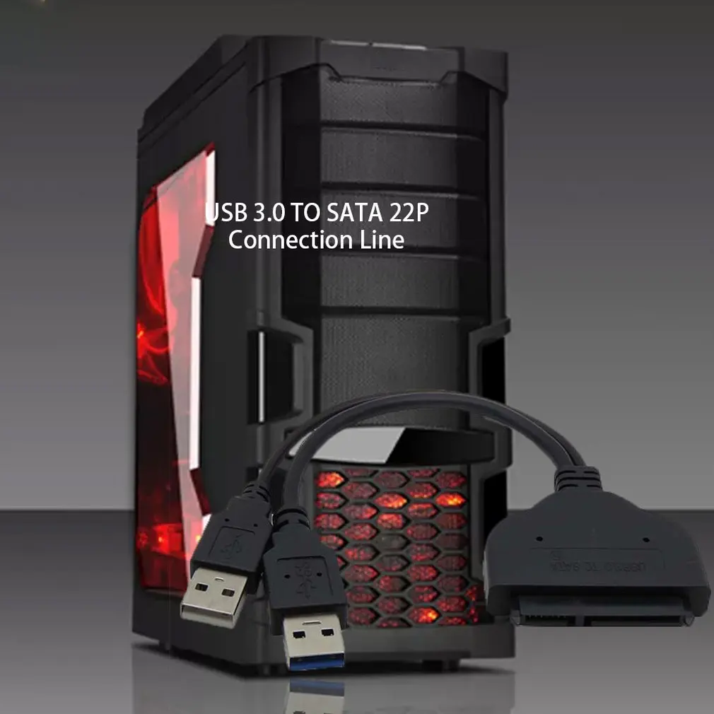 Черный портативный размер USB 3,0 до 2," SATA III кабель адаптера жесткого диска/SATA HDD SSD USB3.0 кабель конвертера