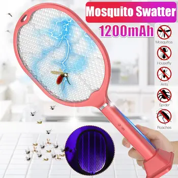 

New 3000V Electric Insect Racket Swatter Zapper USB 1200mAh Rechargeable Mosquito Swatter Kill Fly Bug Zapper Killer Trap