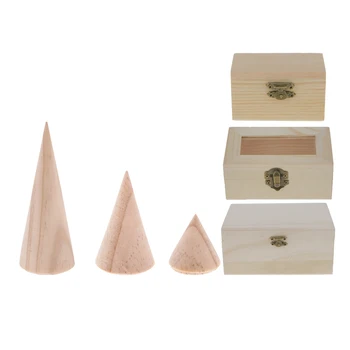 

6 Pieces /Lot Wooden Unpainted Crafts Hobbies Home Storage Unpainted DIY Crafts