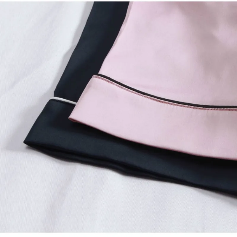 Pijamas de Seda para Mulher Conjunto de Cetim Casa Terno Coração Bordado Pijamas pj 2021 Verano Mujer 18 Conjuntos de pijama