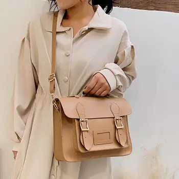 

Vintage Square Tote bag 2020 Fashion New High quality PU Leather Women's Designer Handbag College style Shoulder Messenger Bag