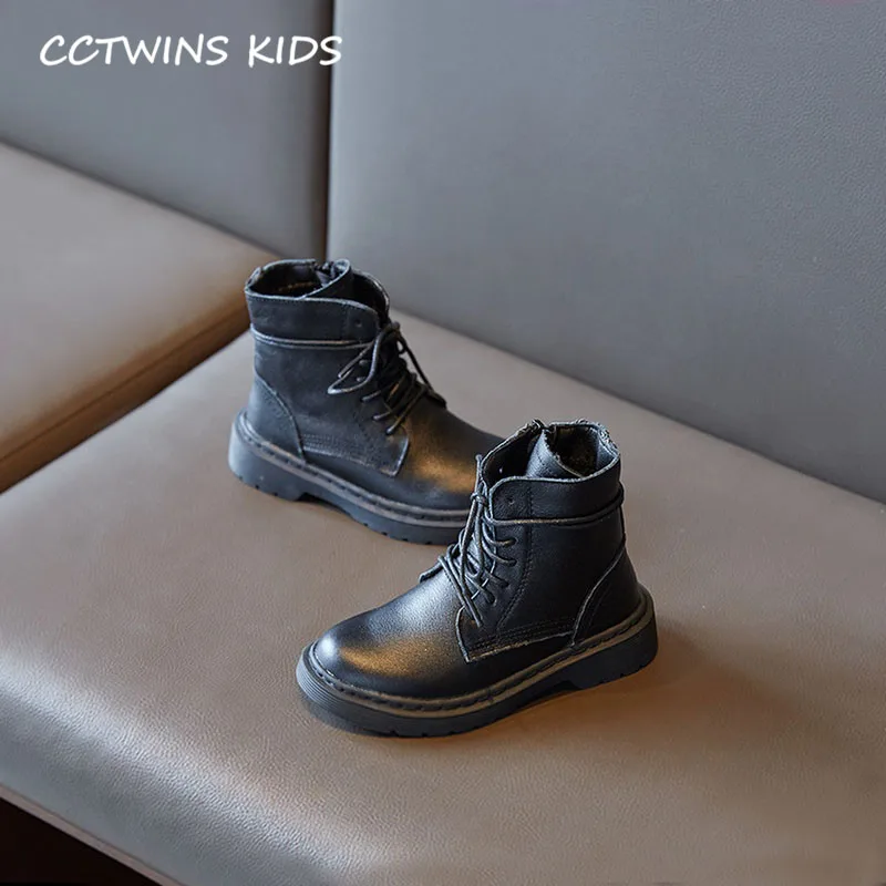 CCTWINS/детская обувь; коллекция года; Зимние Модные Ботинки martin для маленьких девочек; обувь из натуральной кожи для мальчиков; Детские Черные ботильоны; MB157