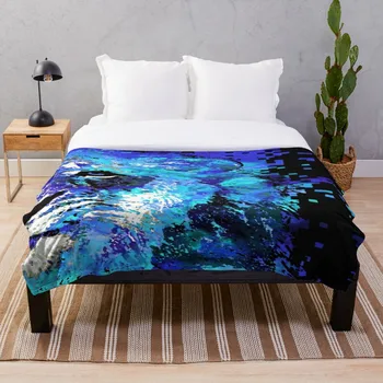 

Soft Blanket for Bed Sherpa Flannel Fleece Blanket Home Travel Sofa Soft Throw Blanket Blue Lion Art Sharon Cummings