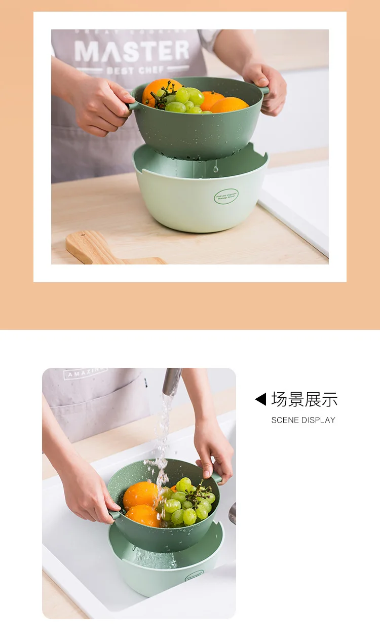 Высококачественная модная корзина с двойным сливом миска для мытья кухонного сита лапша овощи корзина для хранения фруктов