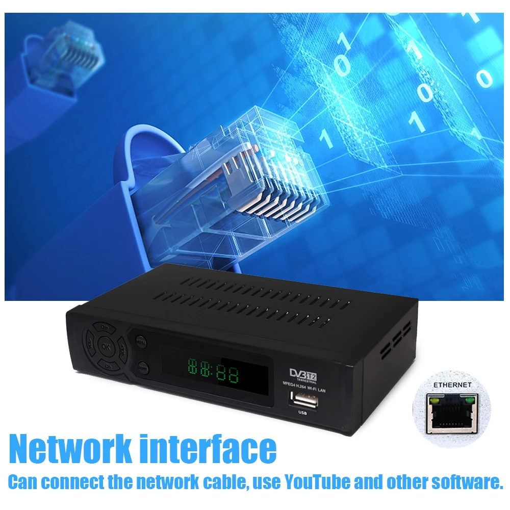 Лидер продаж Европейский ТВ тюнер Full hd DVB T2 спутниковый приемник с сетевым портом
