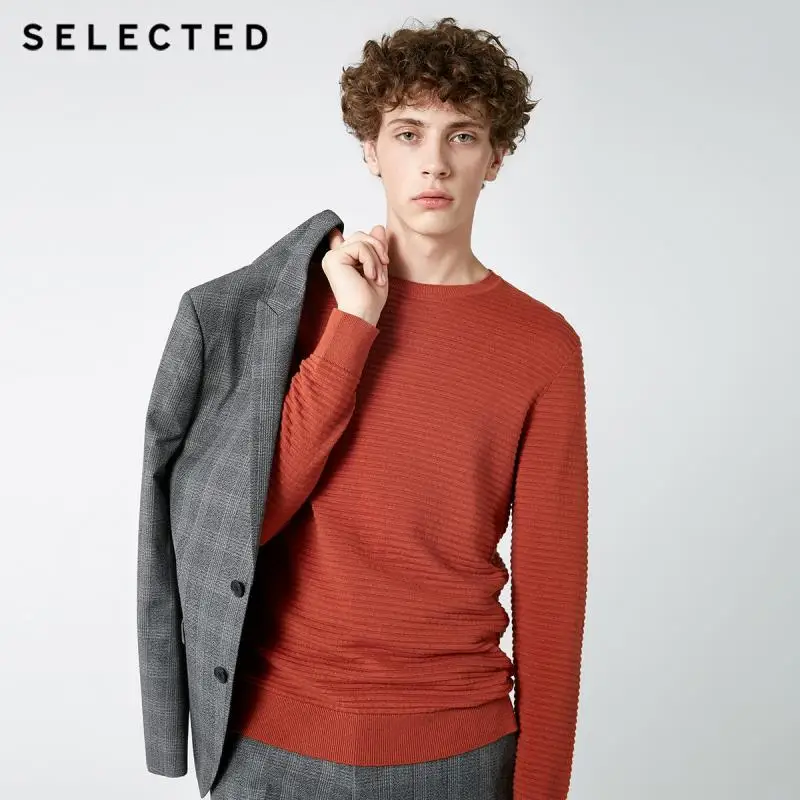 Избранный мужской пуловер с круглым вырезом, вязаный хлопковый деловой Повседневный свитер, одежда S | 418324531