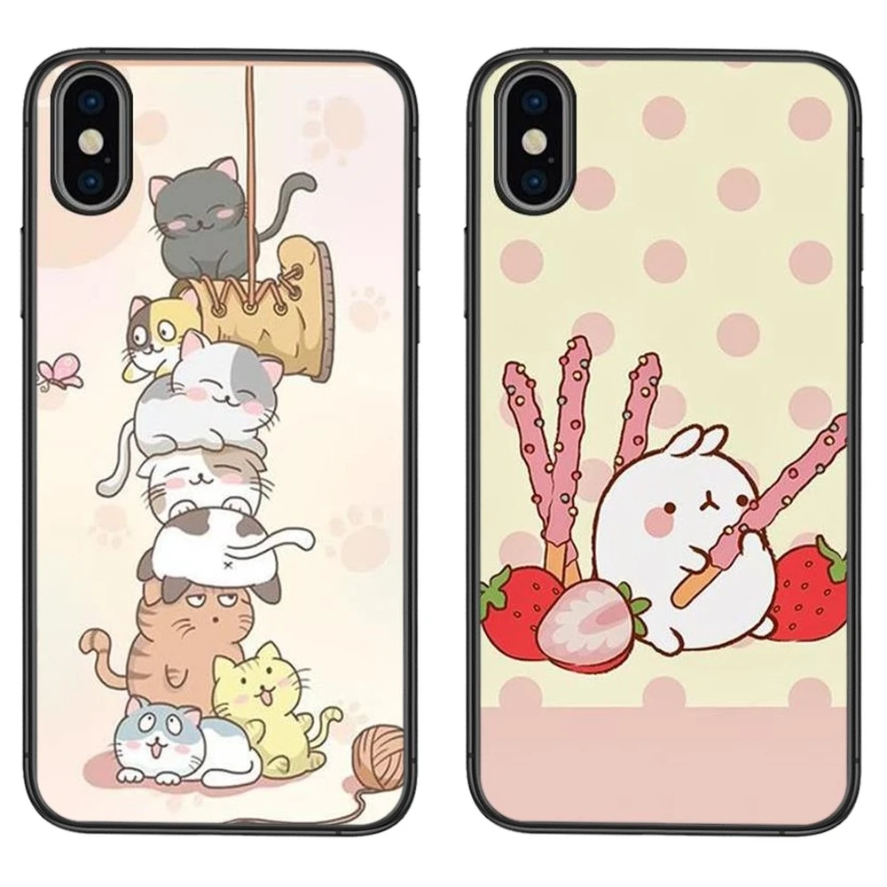 Kawaii Molang мультфильм аниме кот Рисунок для Galaxy Note 20 10 9 8 Lite Pro Ultra M51 M31 M30S A10 A10S A8 A7 A5 J6 J8