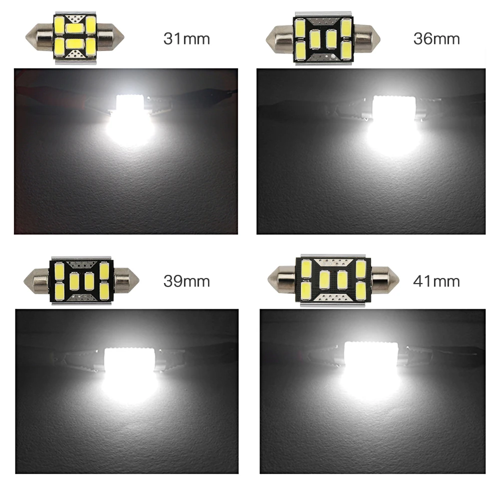 Светодиодный светильник без пола, 6000 K, 12 V, фестон, светодиодный, для интерьера 31 мм, 36 мм, 39 мм, 41 мм, купольный светильник, белая лампа