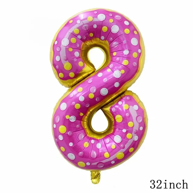 32Inch Donut Digital Foil Balloon Fruit Ice Cream Helium Balloon Birthday Party Decoration Kids Toy Sweet Digital Balloon Showe as picture