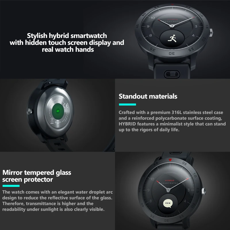 Hybrid Smartwatch Heart Rate Blood Pressure Monitor Smart Watch Exercise Tracking Sport Writwatch for Apple ios Andriod Xiaomi