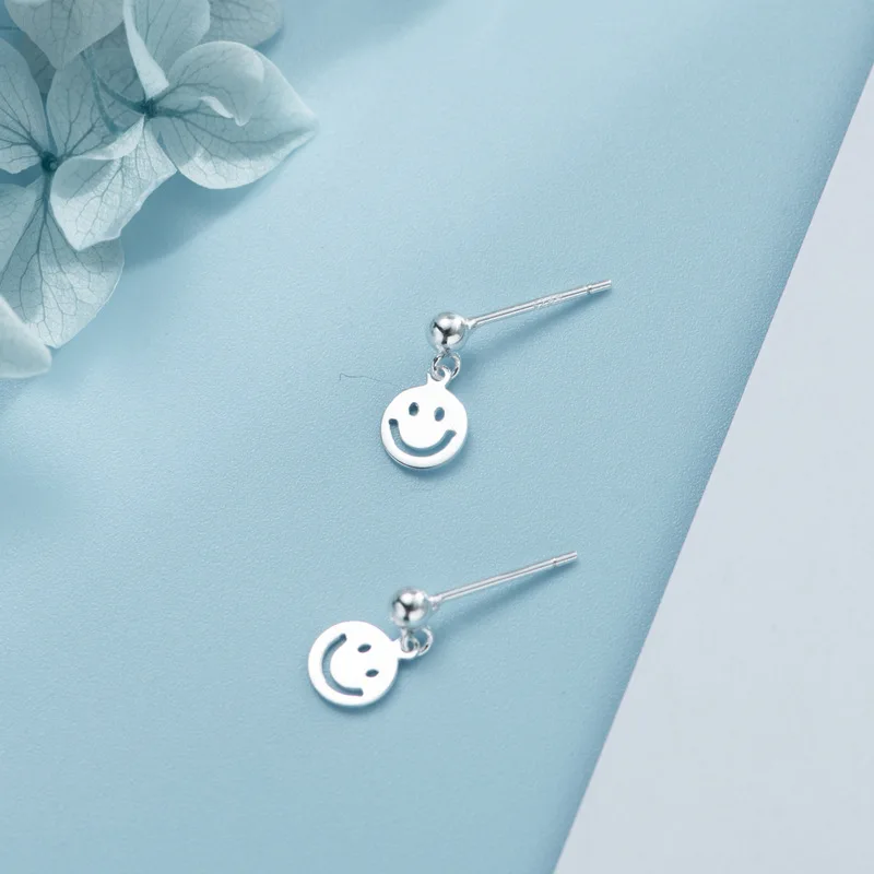 Silver Ear Nail Woman Han Edition Sweet Clean Smiling Face Lovely Sunshine ins Jewelry | Украшения и аксессуары