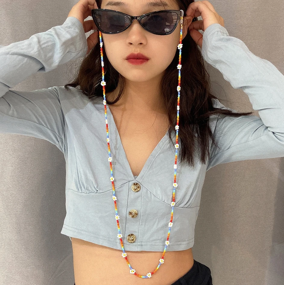 

Reading Glasses Chain for Women Natural Resin Beads Chain Eyeglass Lanyard Sunglasses Cords Hold Straps Eyewear Retainer Jewelry