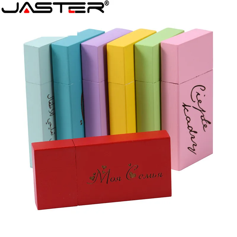 JASTER(10 шт бесплатный логотип) деревянная USB флешка Флешка Кленовая карта памяти Флешка 64 ГБ 16 ГБ 32 ГБ с логотипом на заказ 8 цветов
