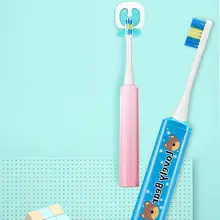 Детская электрическая зубная щетка с милым рисунком из мультфильма для детей с сменной головкой 2шт 19QE