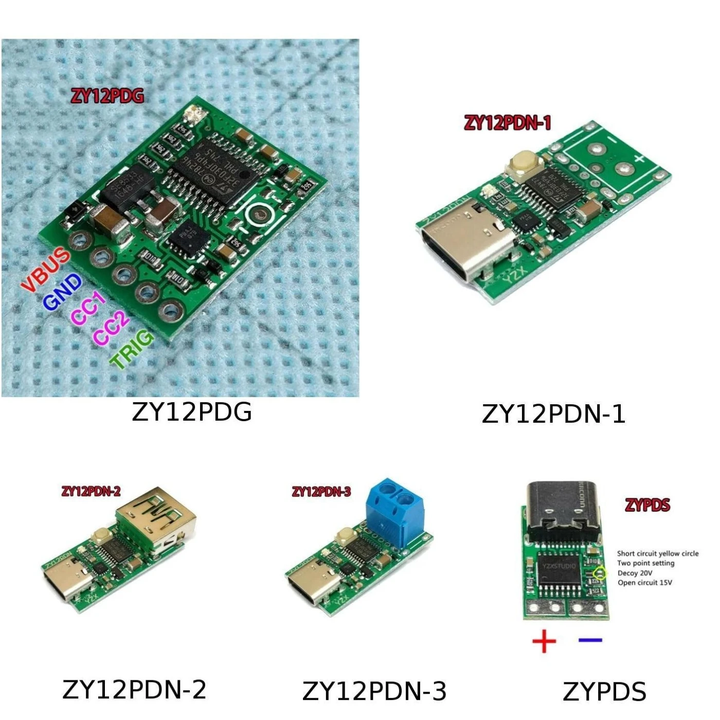 Type-C USB-C PD2.0 3,0-DC USB триггер для быстрой зарядки детектор зарядки ZYPDS, ZY12PDG, ZY12PDN-1, ZY12PDN-2, ZY12PDN-3